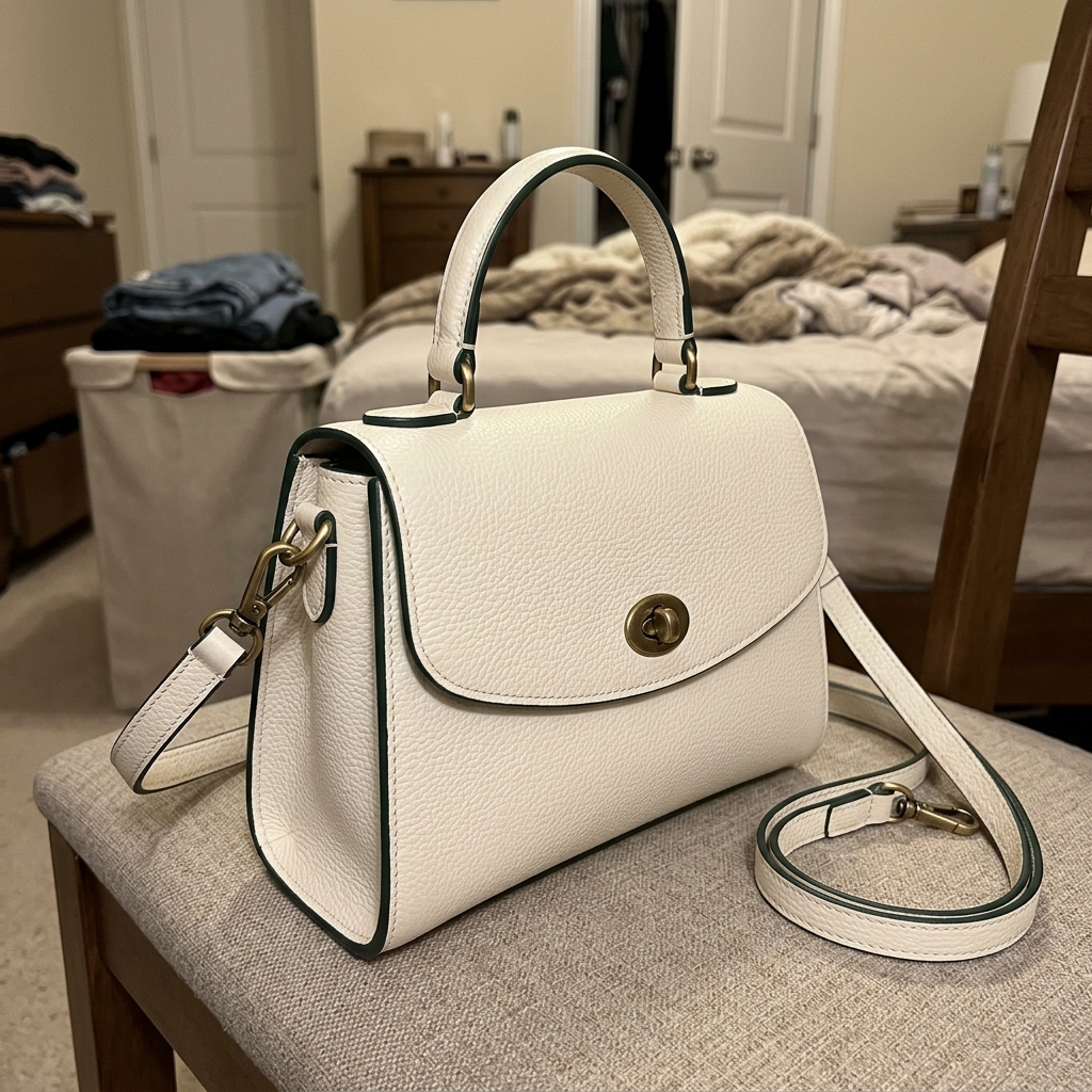 Real source photo of Ivory structured top-handle handbag